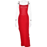 Robe à bretelles pures, robe fendue dos nu à lacets